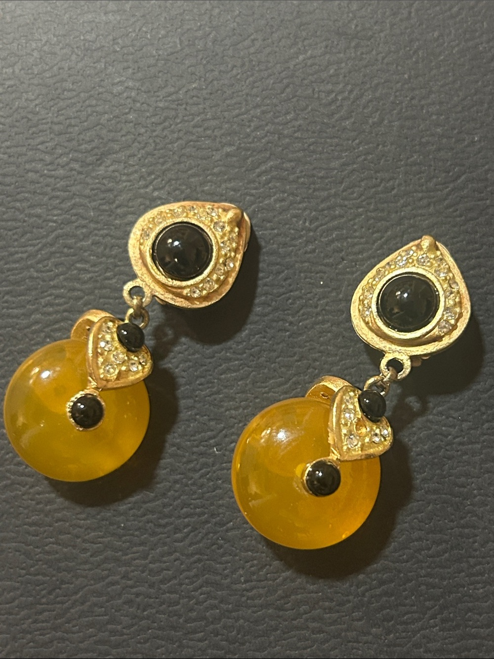 Vintage Couture Runway LINDA LEVINSON Lucite Hoop Earrings **Stunning**